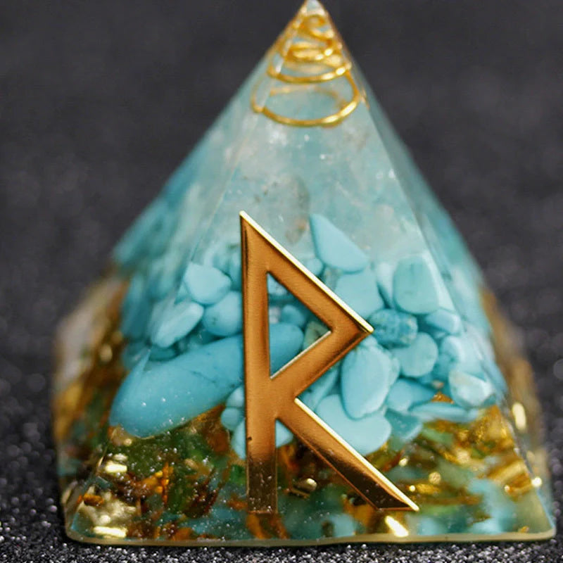 Rune Crystal Epoxy Ogan Energy Pyramid Decoration with colour-changing feature