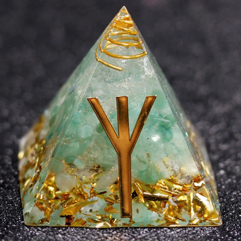 Rune Crystal Epoxy Ogan Energy Pyramid Decoration with colour-changing feature