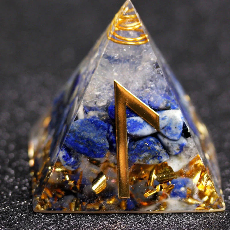 Rune Crystal Epoxy Ogan Energy Pyramid Decoration with colour-changing feature