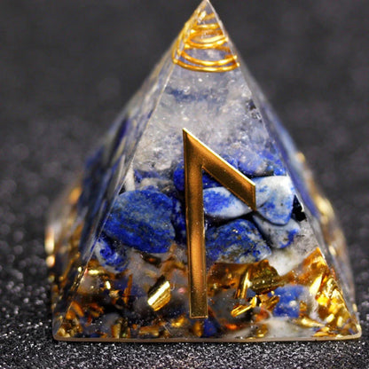 Rune Crystal Epoxy Ogan Energy Pyramid Decoration with colour-changing feature