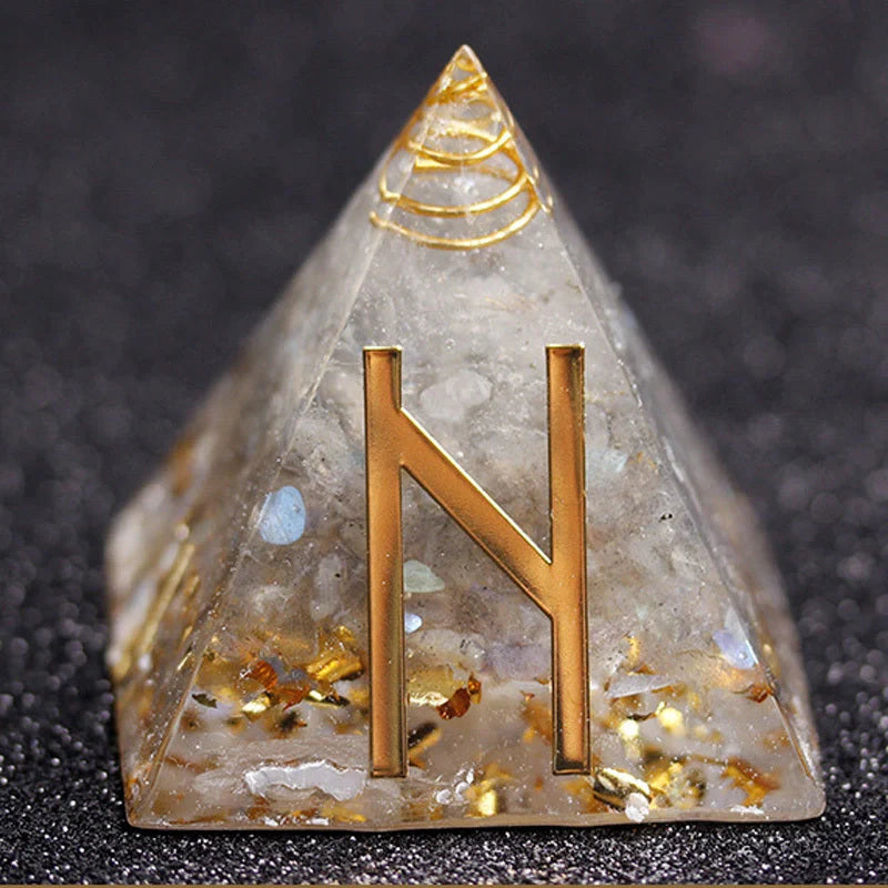 Rune Crystal Epoxy Ogan Energy Pyramid Decoration with colour-changing feature