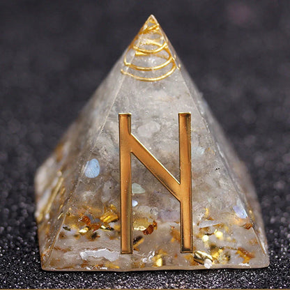 Rune Crystal Epoxy Ogan Energy Pyramid Decoration with colour-changing feature
