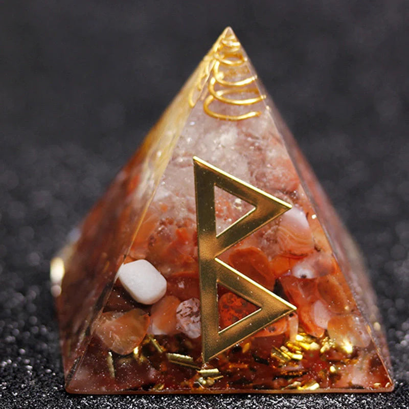 Rune Crystal Epoxy Ogan Energy Pyramid Decoration with colour-changing feature