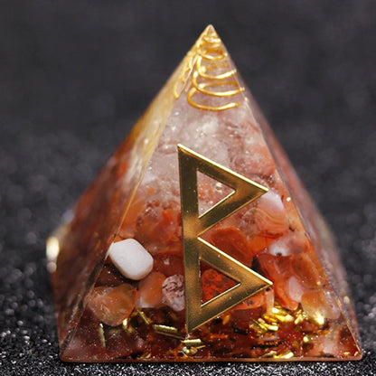 Rune Crystal Epoxy Ogan Energy Pyramid Decoration with colour-changing feature