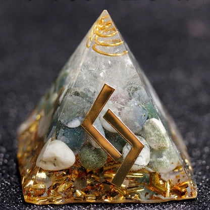 Rune Crystal Epoxy Ogan Energy Pyramid Decoration with colour-changing feature