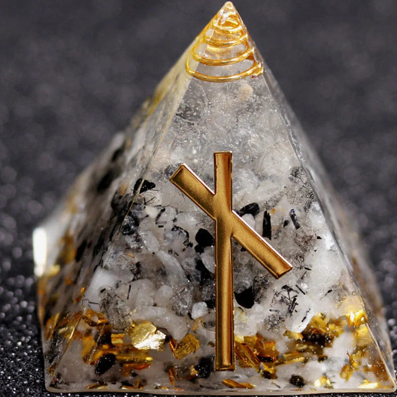 Rune Crystal Epoxy Ogan Energy Pyramid Decoration with colour-changing feature