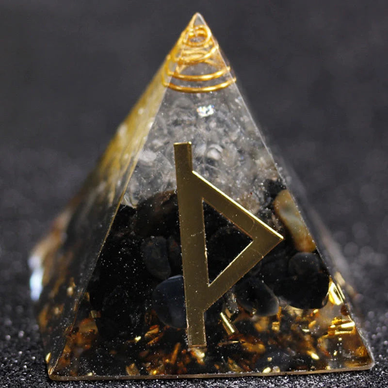 Rune Crystal Epoxy Ogan Energy Pyramid Decoration with colour-changing feature