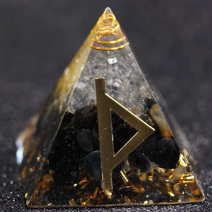 Rune Crystal Epoxy Ogan Energy Pyramid Decoration with colour-changing feature