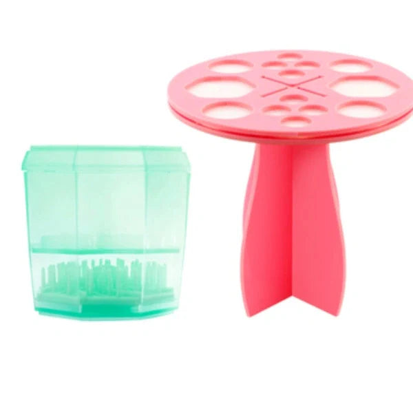 14-hole makeup brush holder in various colours for organising and drying brushes
