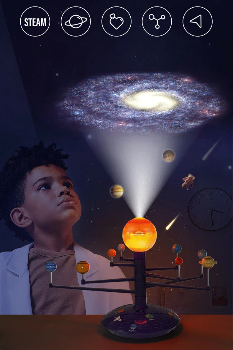 Interstellar LED Sky Projector displaying captivating solar system projections with rotating display and voice control features