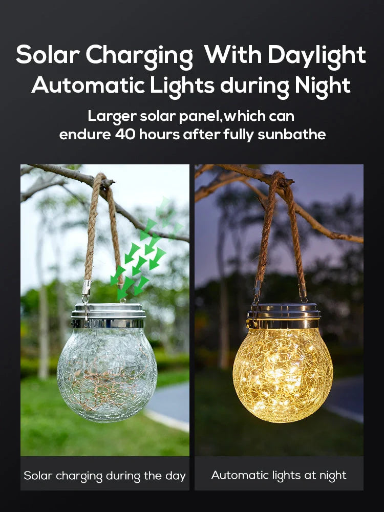 Spherical glass solar LED garden lamp with waterproof design