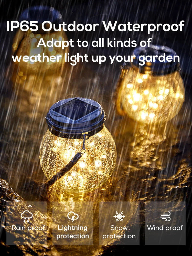 Spherical glass solar LED garden lamp with waterproof design