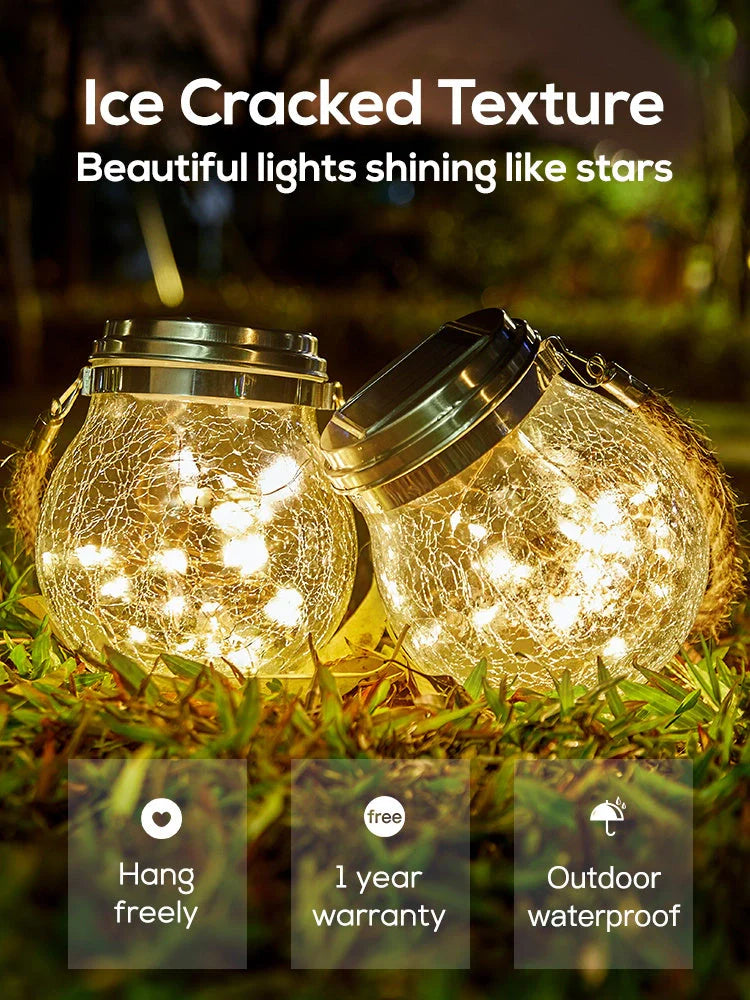 Spherical glass solar LED garden lamp with waterproof design