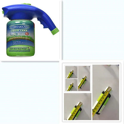 Premium hydro-seeding system with spray head and liquid mousse for effortless lawn rejuvenation