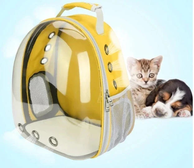 Premium transparent pet carrier backpack with side-entry door and breathable design for cats up to 12 kg
