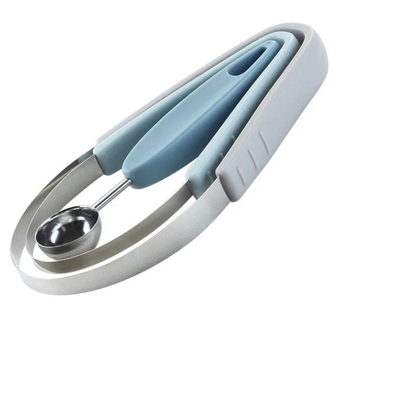 Premium 3-in-1 Fruit Carving Tool Set with Corrugated Knife and Spherical Scooper for Effortless Fruit Sculpting and Presentation