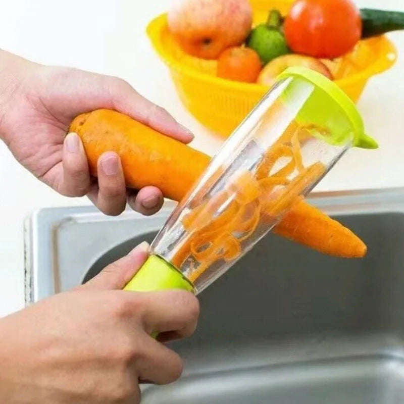 Stainless steel peeler with built-in rubbish bin for clean kitchen peeling