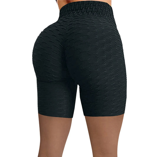Women's high-waist sports leggings with jacquard compression fabric and back fold design