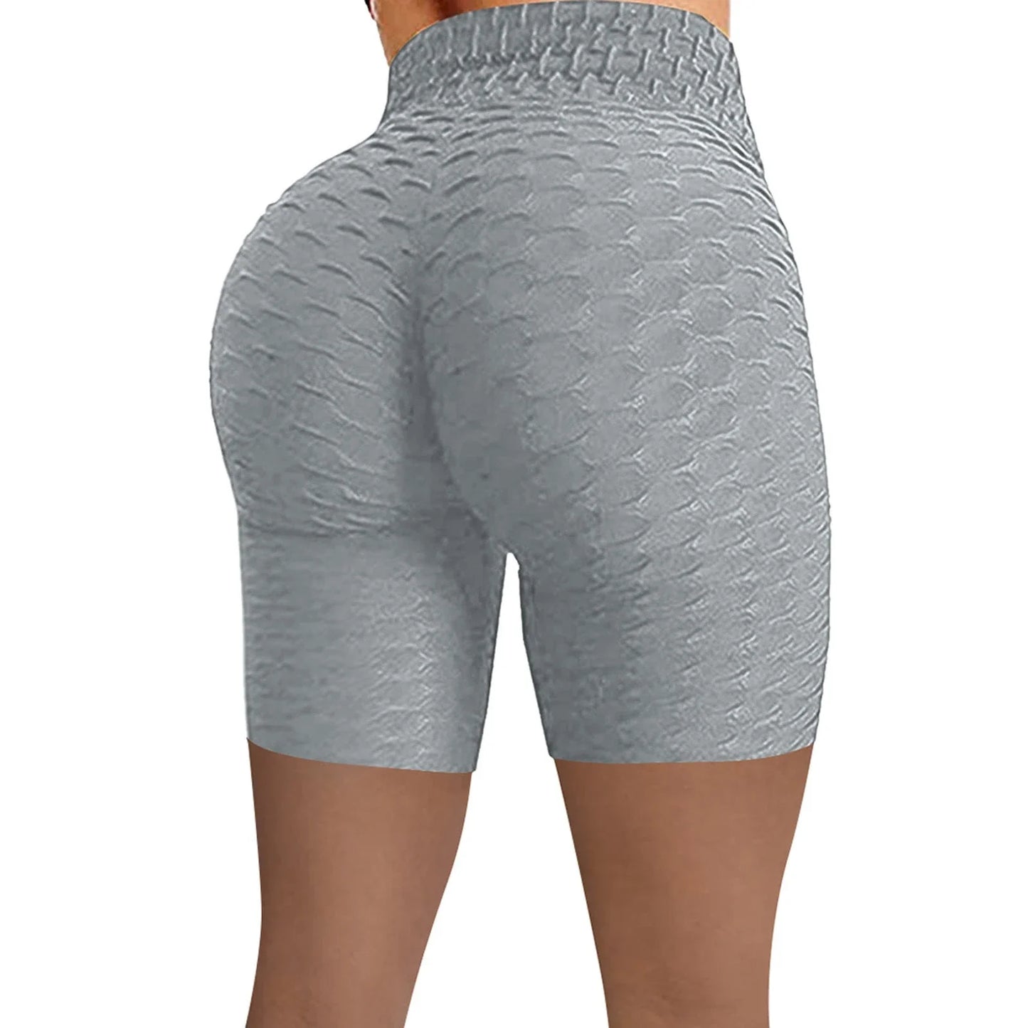 Women's high-waist sports leggings with jacquard compression fabric and back fold design