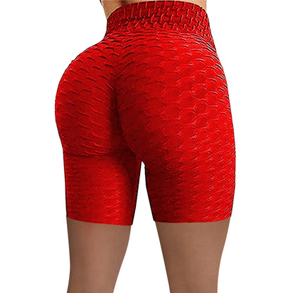 Women's high-waist sports leggings with jacquard compression fabric and back fold design