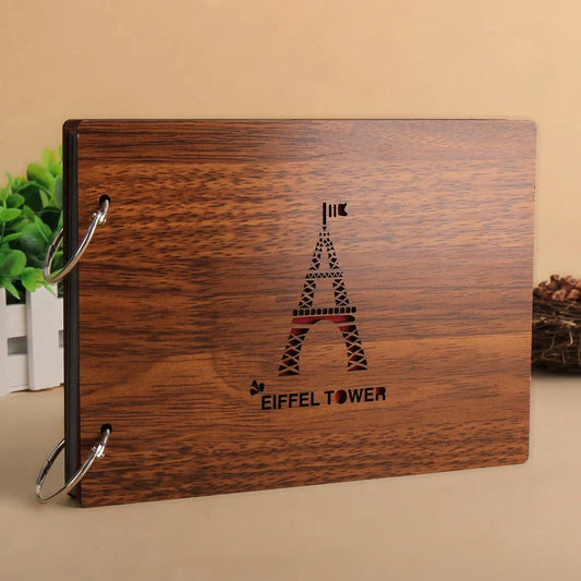 Handmade wooden photo album with custom designs for memory preservation