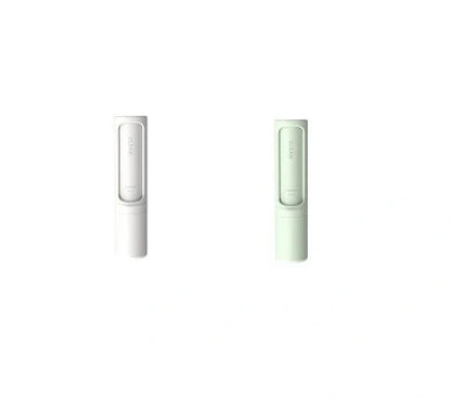 Rotating cylinder electrostatic pet hair remover brush in white, blue, green, and pink