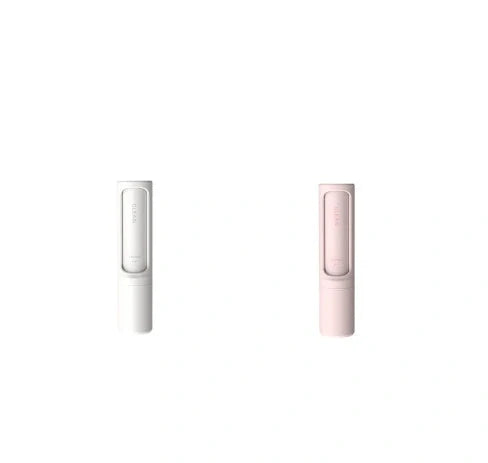 Rotating cylinder electrostatic pet hair remover brush in white, blue, green, and pink