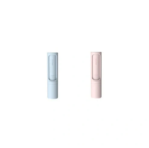 Rotating cylinder electrostatic pet hair remover brush in white, blue, green, and pink