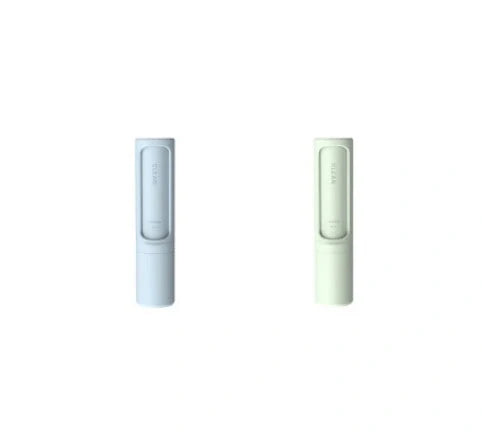 Rotating cylinder electrostatic pet hair remover brush in white, blue, green, and pink