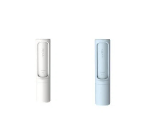 Rotating cylinder electrostatic pet hair remover brush in white, blue, green, and pink