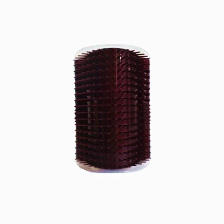 A cat grooming brush made of high-quality plastic, designed with a corner for your cat to rub its face and enjoy a self-massage.