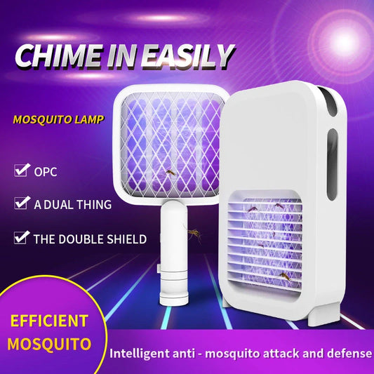2in1 LED Mosquito Killer Lamp and Racket with USB charging cable