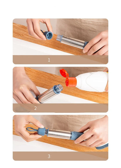 Multifunctional dish brush with soap dispenser and non-slip grip for efficient kitchen cleaning