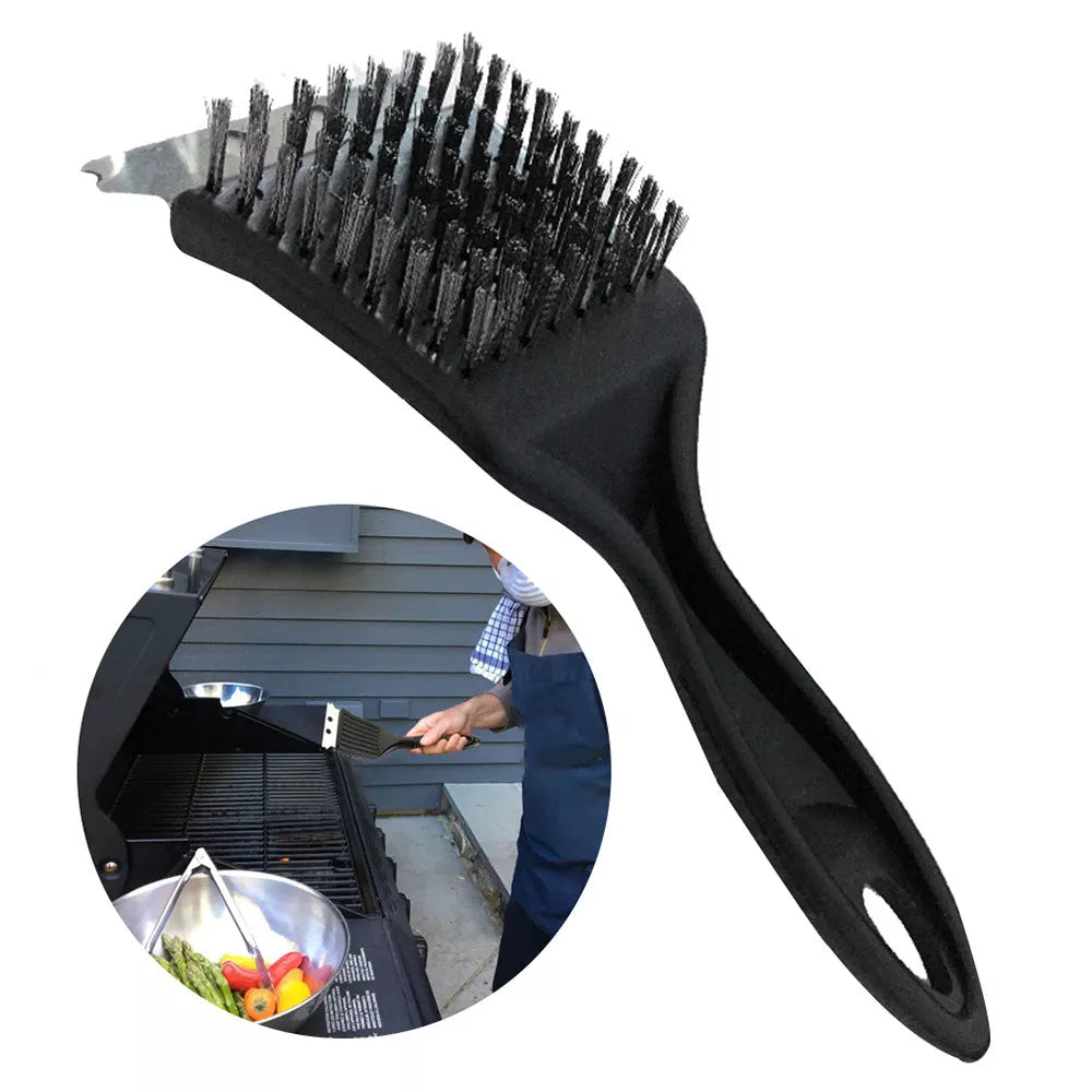Steel wire BBQ cleaning brush with shovel combo for efficient grill maintenance