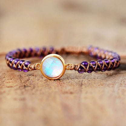 Stylish amethyst and opal friendship bracelets with braided design, perfect for casual or formal wear