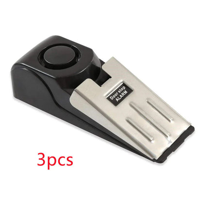 Wedge-shaped home security alarm with ABS construction and loud siren to deter intruders