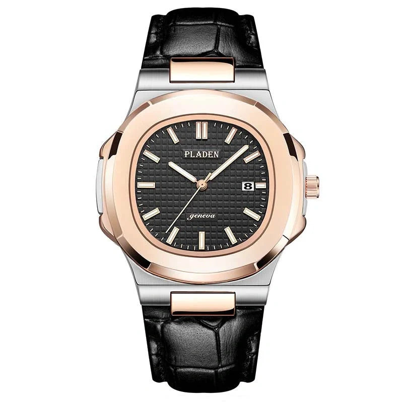 Premium Waterproof Quartz Watch with stainless steel case, mineral glass face, and quartz movement for reliable timekeeping