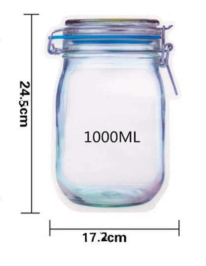 Reusable waterproof sealed snack storage bag with zipper, 1L capacity
