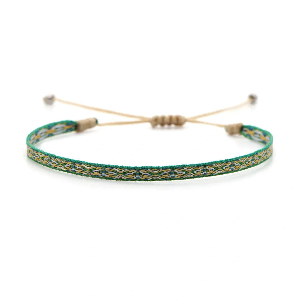 Handcrafted bohemian bracelet with ethnic flair, featuring premium Miyuki DB beads and traditional weaving techniques