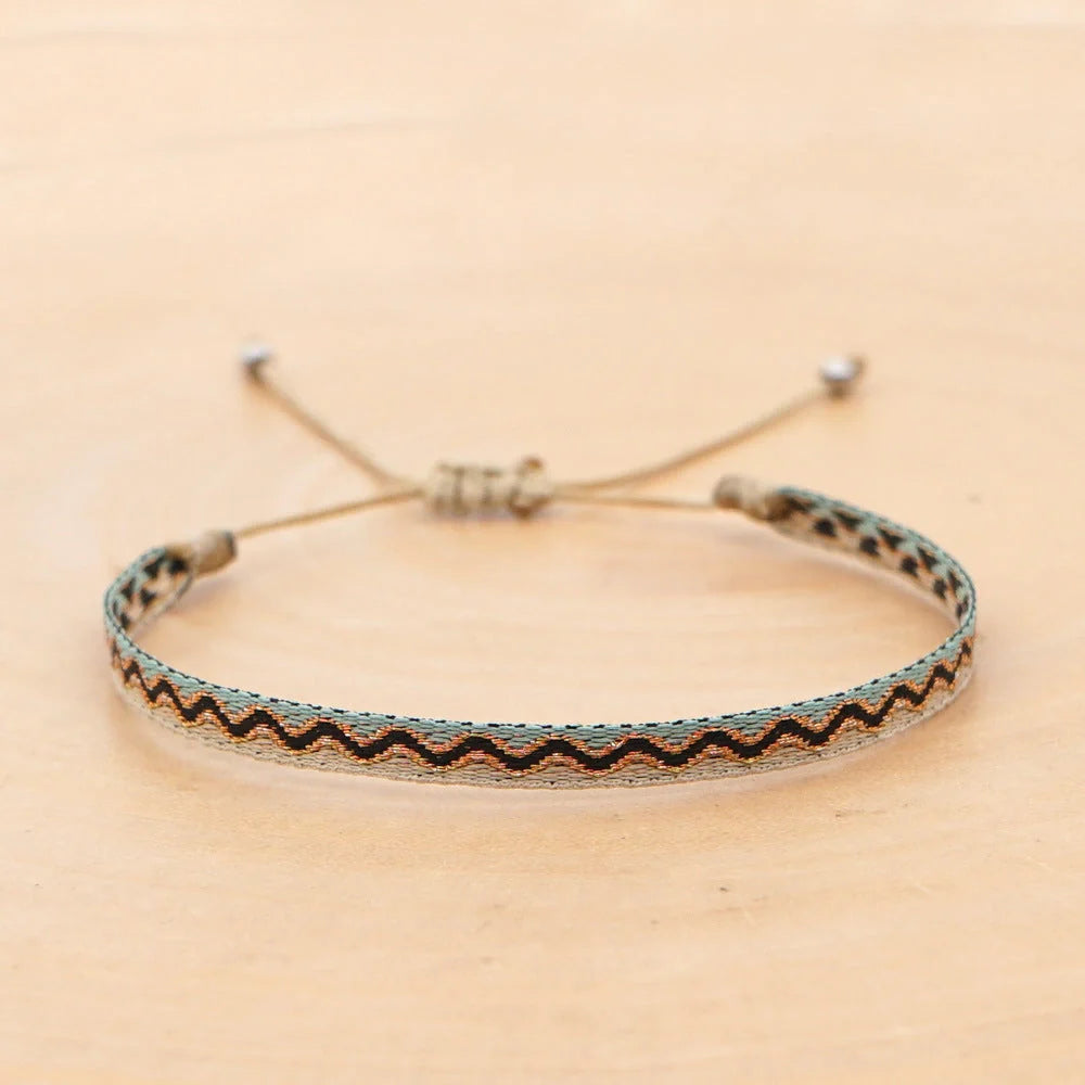 Handcrafted bohemian bracelet with ethnic flair, featuring premium Miyuki DB beads and traditional weaving techniques