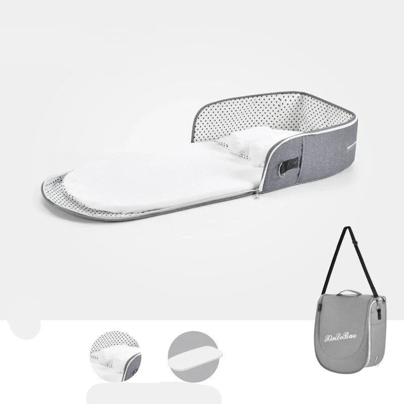 Multifunctional baby crib with sun protection and mosquito net, foldable for easy transport
