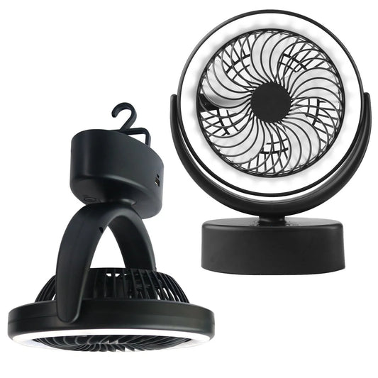 Portable LED Camping Lantern with adjustable fan and 18 high-brightness LEDs