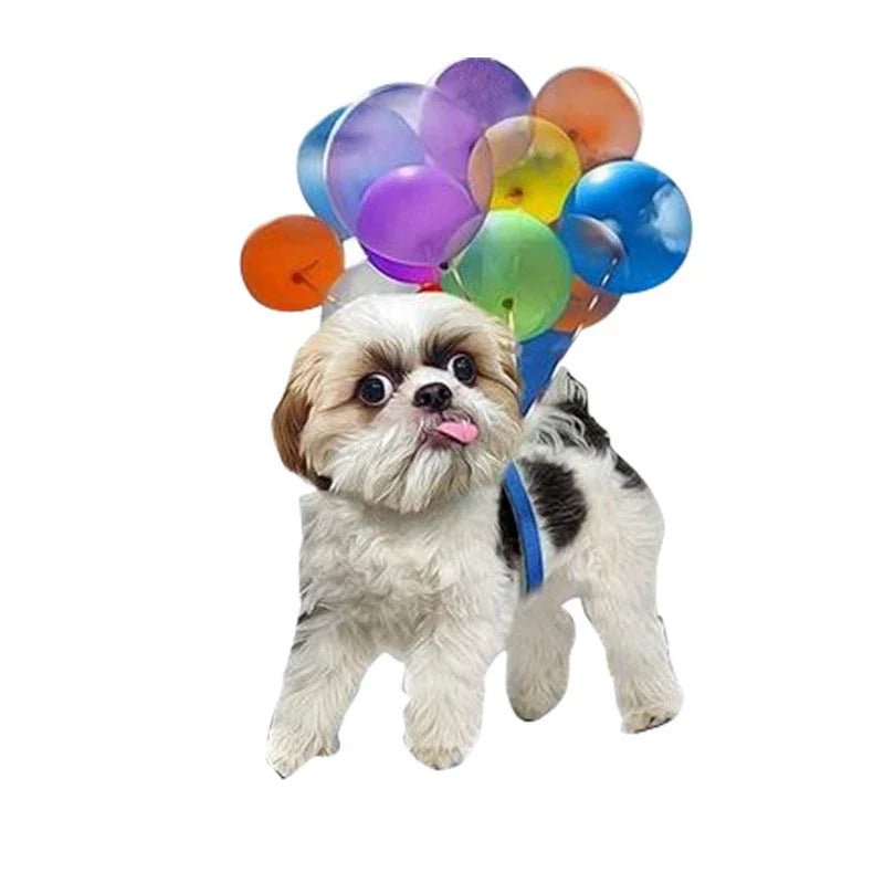 Charming cartoon dog car charm with vibrant balloon parachute design, a delightful automotive accessory for pet lovers