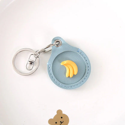 Fruit-themed silicone protective case for Apple AirTag with keychain