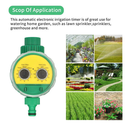Programmable garden watering timer with LCD display, automatic irrigation control, and customisable settings