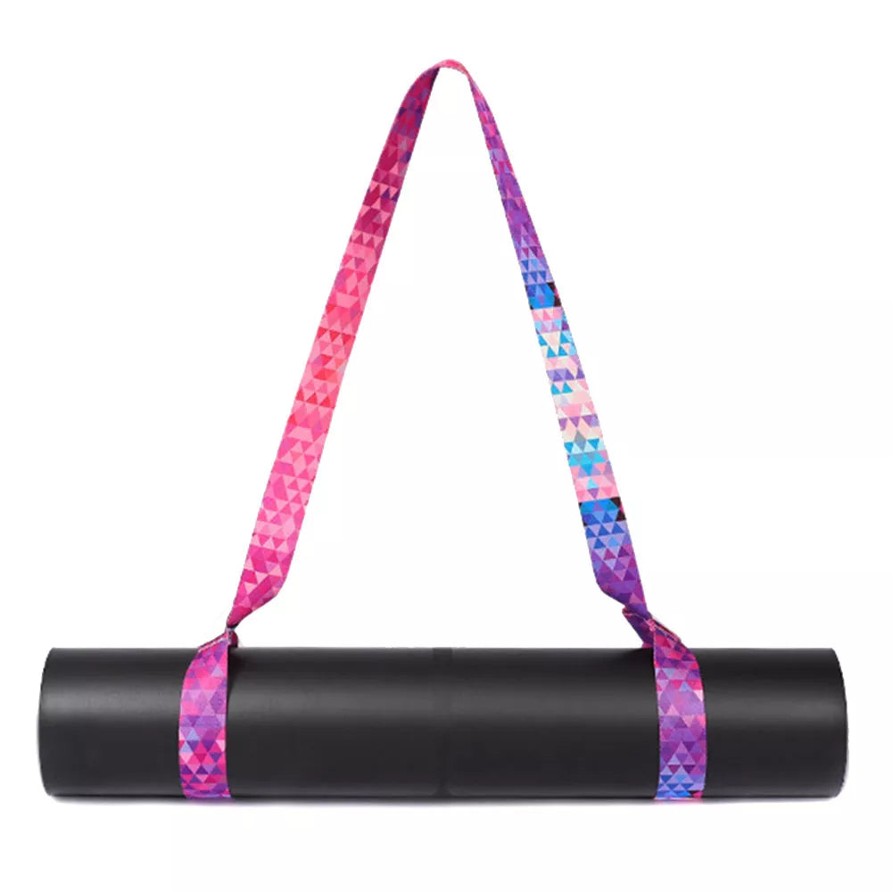 Pure Cotton Yoga Mat Strap with Gradient Colour Elastic Band for secure mat transport