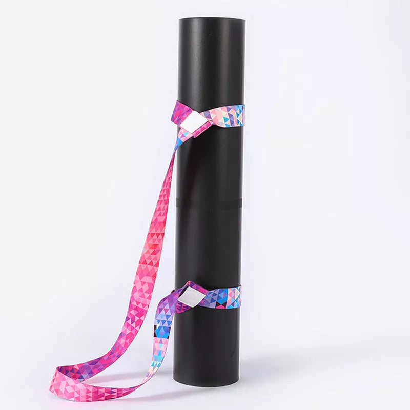 Pure Cotton Yoga Mat Strap with Gradient Colour Elastic Band for secure mat transport