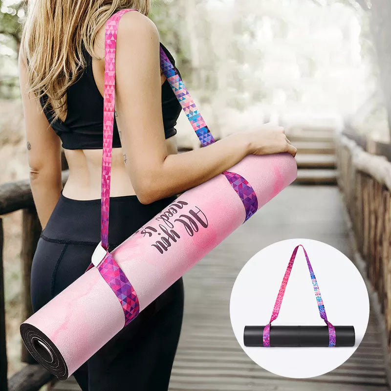 Pure Cotton Yoga Mat Strap with Gradient Colour Elastic Band for secure mat transport