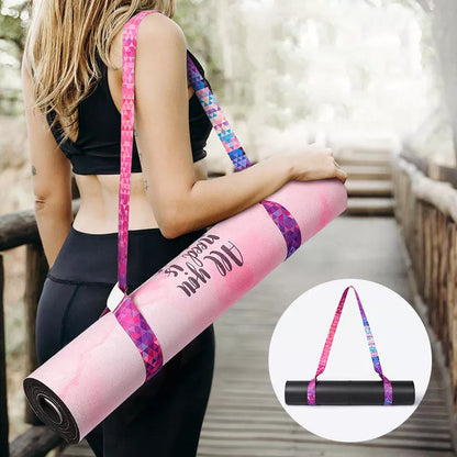 Pure Cotton Yoga Mat Strap with Gradient Colour Elastic Band for secure mat transport