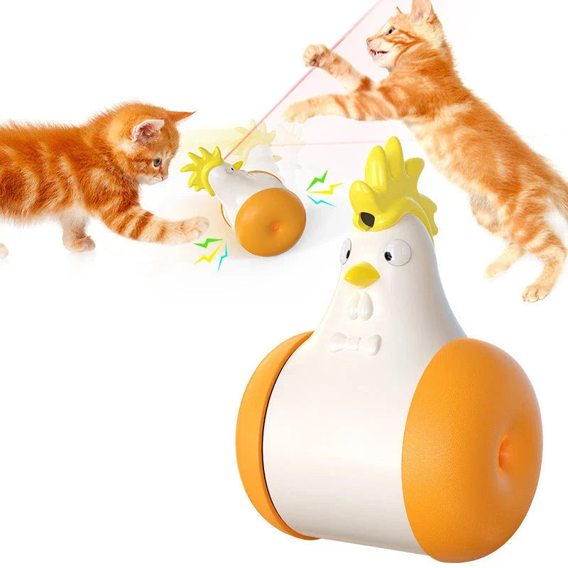 Electronic cat toy with infrared laser, sound, and self-balancing features to captivate and entertain feline companions